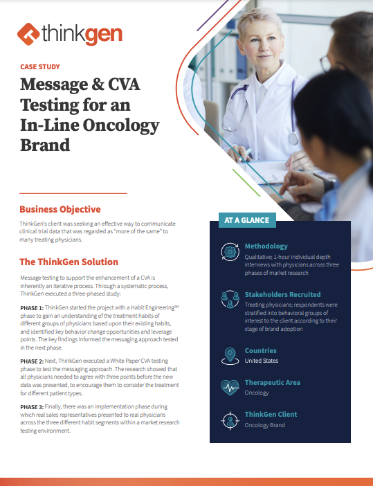 Message & CVA Testing for an In-Line Oncology Brand